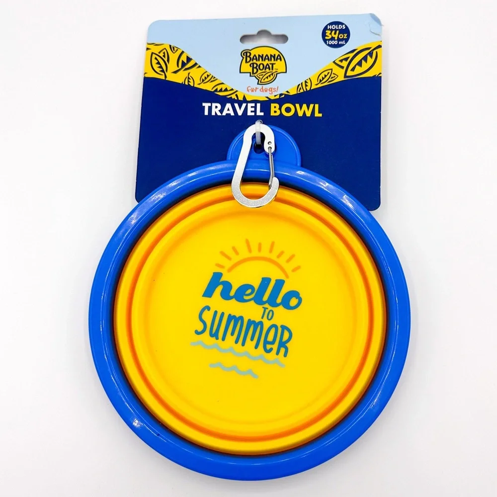 Banana Boat Hello to Summer Travel Dog Water Bowl